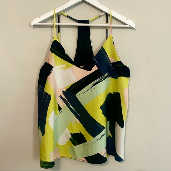 BANANA REPUBLIC Geometric Abstract T-Back Dressy Tank Top - Yellow Black Size S - Picture 1 of 8